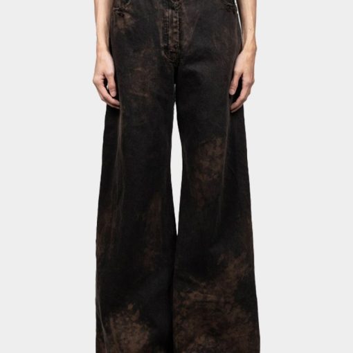 배기 데님 블랙 팬츠