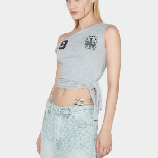 오프숄더 드레이프 풋볼 탑