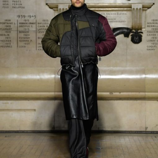 니트 컬러 블록 퍼퍼 재킷 (자만 카키)